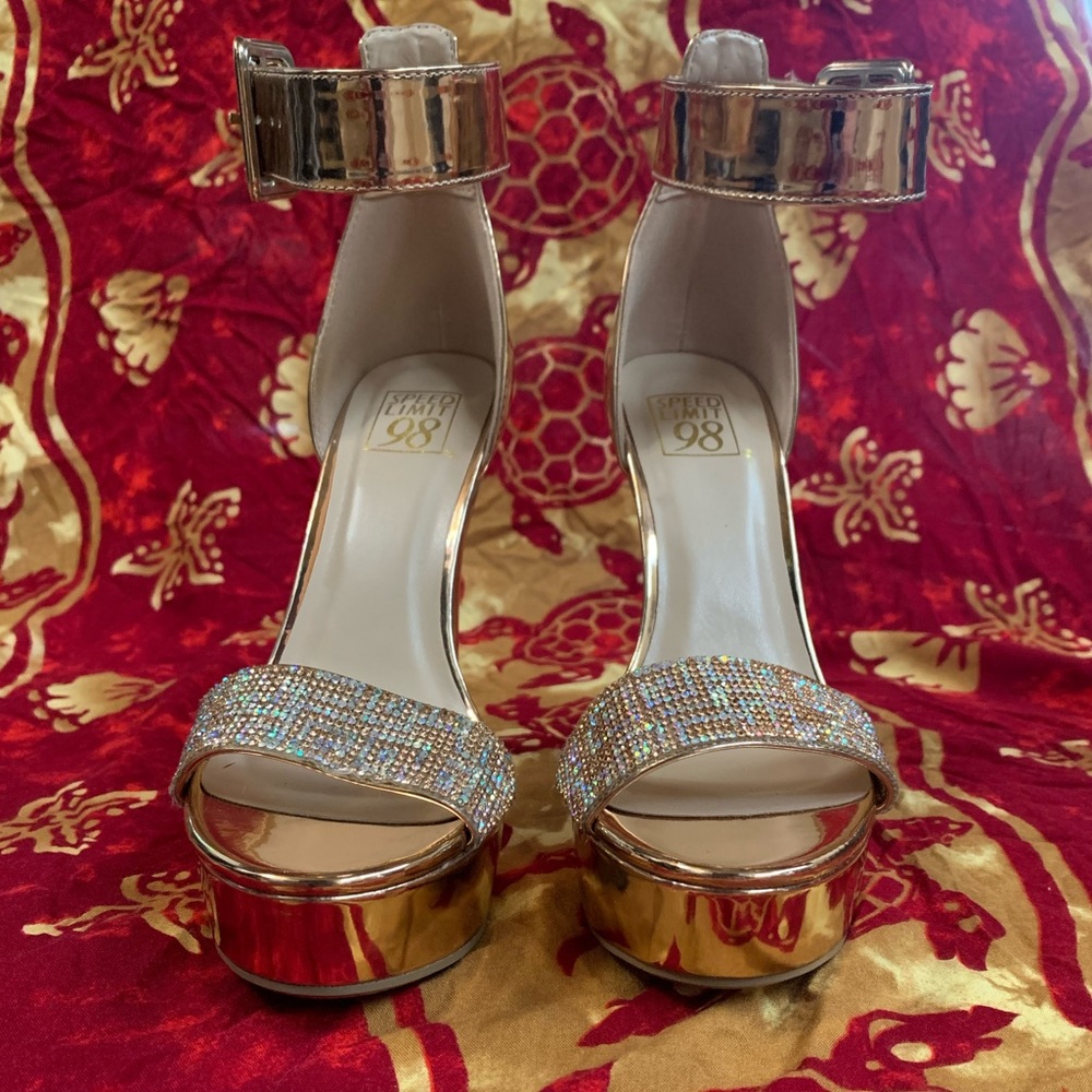 Womens brown shiny/ sparkly high heels